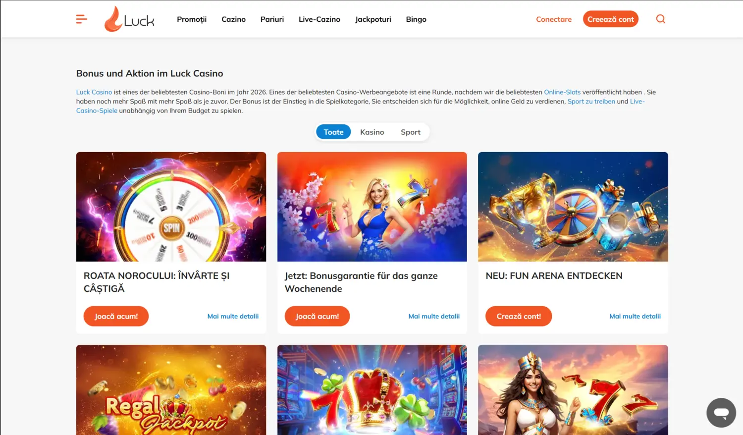 Luck Casino Boni und Aktionen