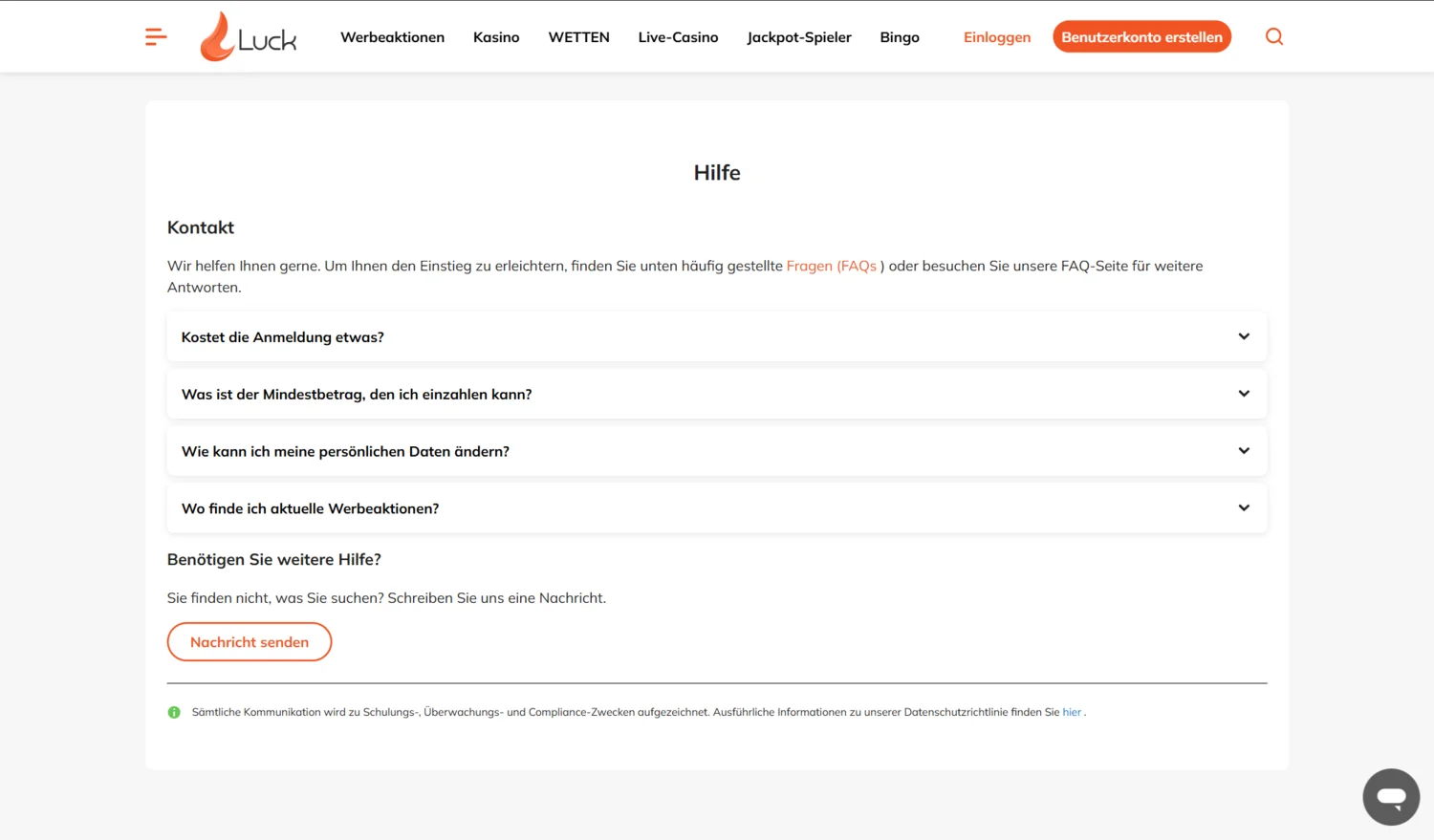 Luck Casino Kundensupport